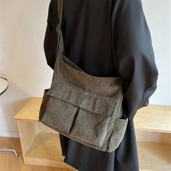 Durable Canvas Tote with Adjustable Strap – Fashionable Multi-Pocket Crossbody - Picture 3 of 7